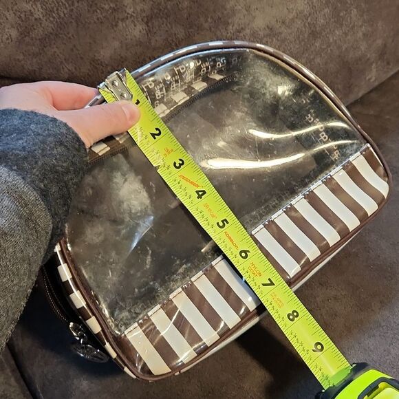 Henri Bendel Brown and White Striped Clear Cosmetic Bag - Picture 9 of 10